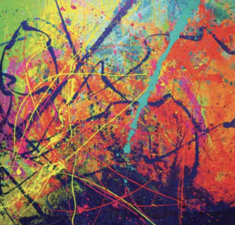 OBRA:“FUEGO ELÉCTRICO”, SERIE EXABRUPTO DE COLOR. AUTOR: ALFREDO SEGATORI TÉCNICA: ACRÍLICO SOBRE LIENZO. MEDIDAS: 2 m. x 2 m. AÑO: 2022