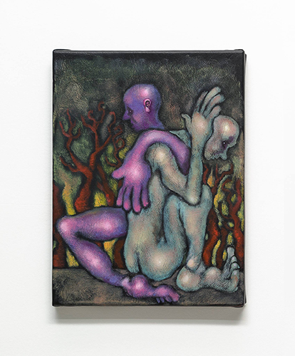 La melancolía, 2024. Acrilico y oleo sobre cuerina - 40 x 30 cm