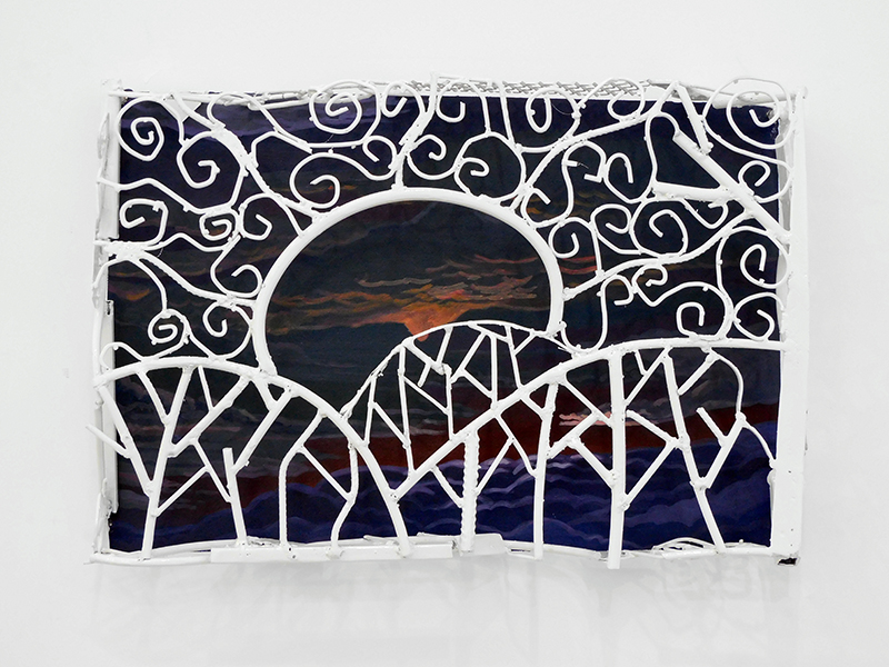 Felipe Alvarez Parisi - Colchonero, 2024 - Hierro y pintura sintética sobre mural, 40 x 50 cm aprox