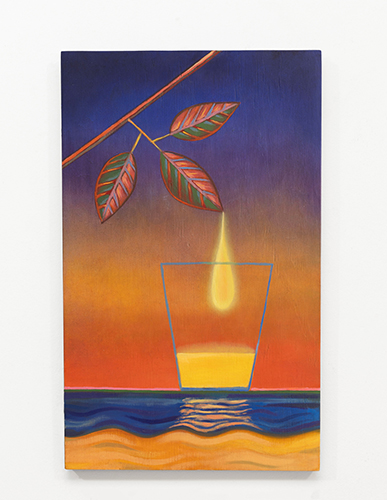 Daniel Leber. Rocío y vaso, 2025. Óleo sobre tabla, 50 x 30 cm - Guido Calvaresi