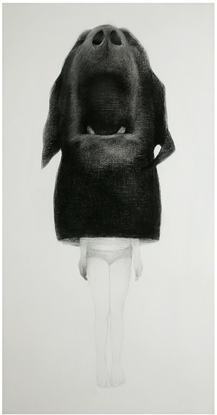 Alicia Esquivel - Perro JAGUÁ - Punta de plata y carbonilla 200 x 100 cm