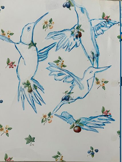 Diana Aisenberg, Colibries, Tecnica mixta, 44 x 34 cm, 2023 - Galería Aldo de Sousa