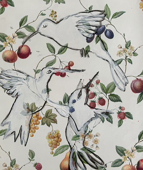 Diana Aisenberg, colibries, tecnica mixta, 40 x 35 cm, 2024 - Galería Aldo de Sousa