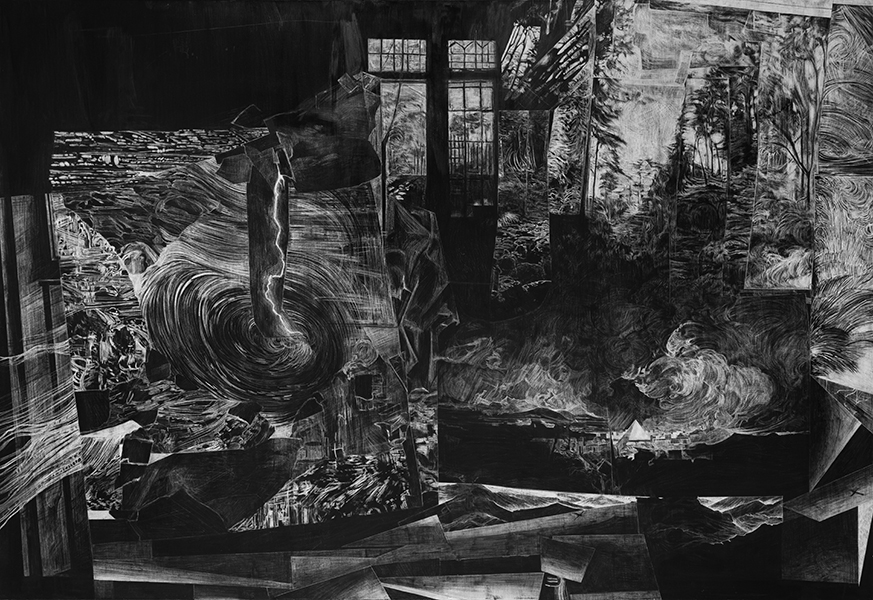 Matías Ercole - Ventana (Tinta y cera sobre papel en tela) - 170x250cms 2018