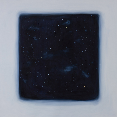 ¿Por qué si hay tantas estrellas la noche es tan oscura?, Serie DE NOCHE EL AGUA SUEÑA QUE ES AIRE, óleo sobre tela, 150 cm x 150 cm, 2023.