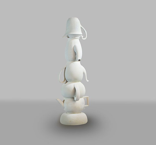 CARRARA - Serie: Esas partículas de polvo también son cuerpo. - Escultura - Objetos cotidianos de cerámica cubiertos de polvo de mármol - 70 x 26 x 24 cm - 2024