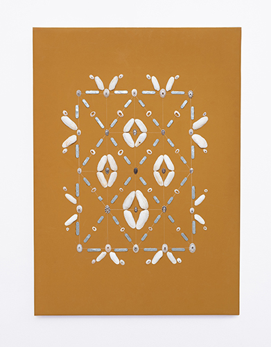 Composición nº8, caracoles sobre papel serigrafiado montado en lienzo, 70 x 50 cm , 2026.