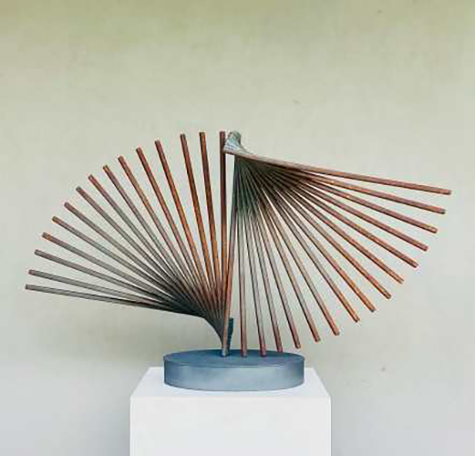 Federico Roller_serie ejercicio en cuña_hierro ensamblado y soldado con proceso de óxido_55 x 95 x 26 cm_2025