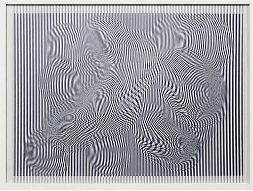 Roger Mac Entyre. CINETISMO ORGÁNICO, 2024 Tinta UV sobre acrílico 100 × 70 cm.