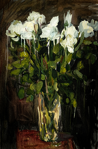 Cinthia Rched - 2023 - rosas blancas - oleo sobre lienzo - 60 x 40 - Gascon Galeria